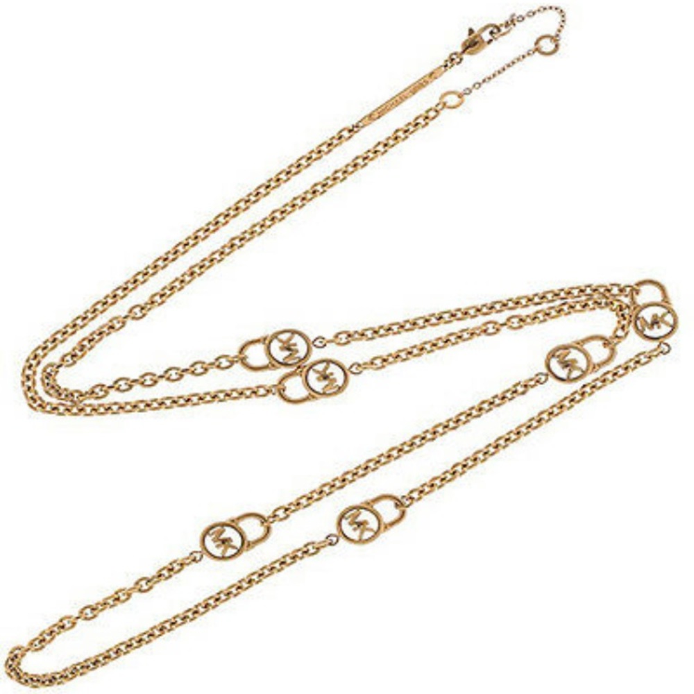 Michael Kors Gold Long Chain Logo Necklace